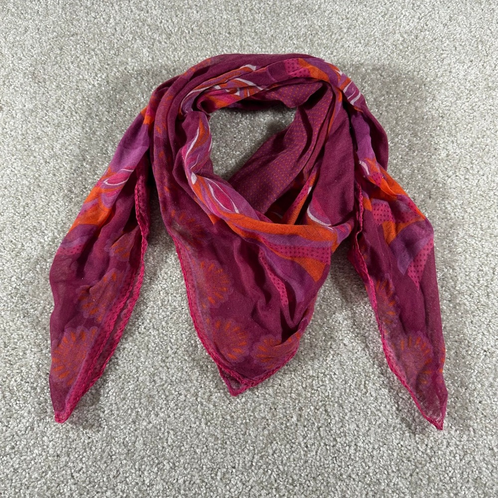 Bohemian Magenta Orange Abstract Print Square Scarf Festival Boho Whimsy